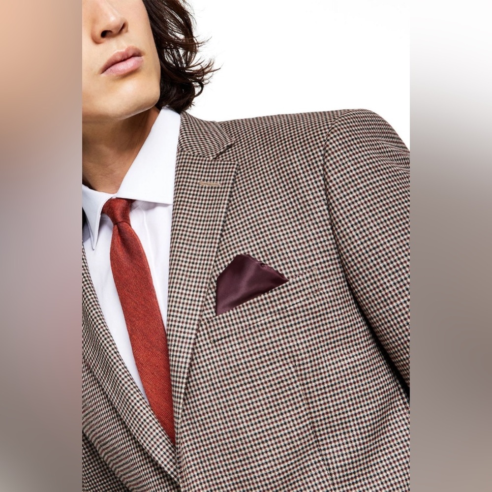 BAR III MENS SUIT JACKET STRETCH  42R BURGUNDY/BLACK FORMAL and evening WEAR